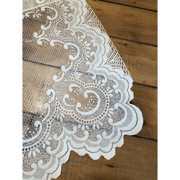 Vintage Heritage Lace Embroidered Window Valance Floral Lace 60”w x 18”l - Picture 4 of 6
